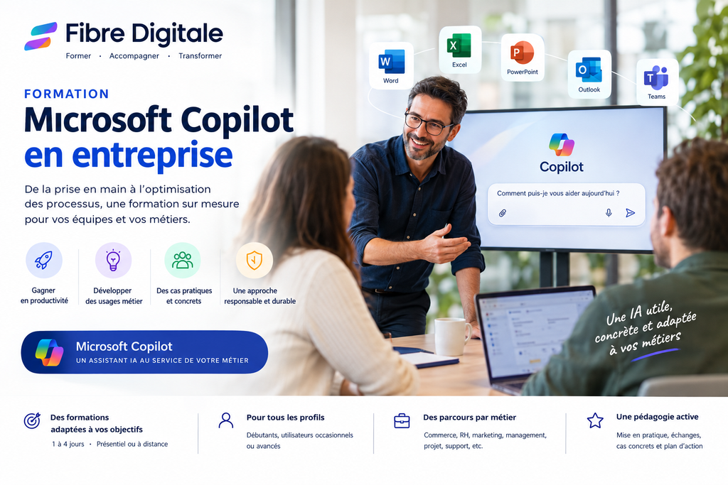 Formation copilot microsoft de 1 à 4 jours avec Fibre-Digitale